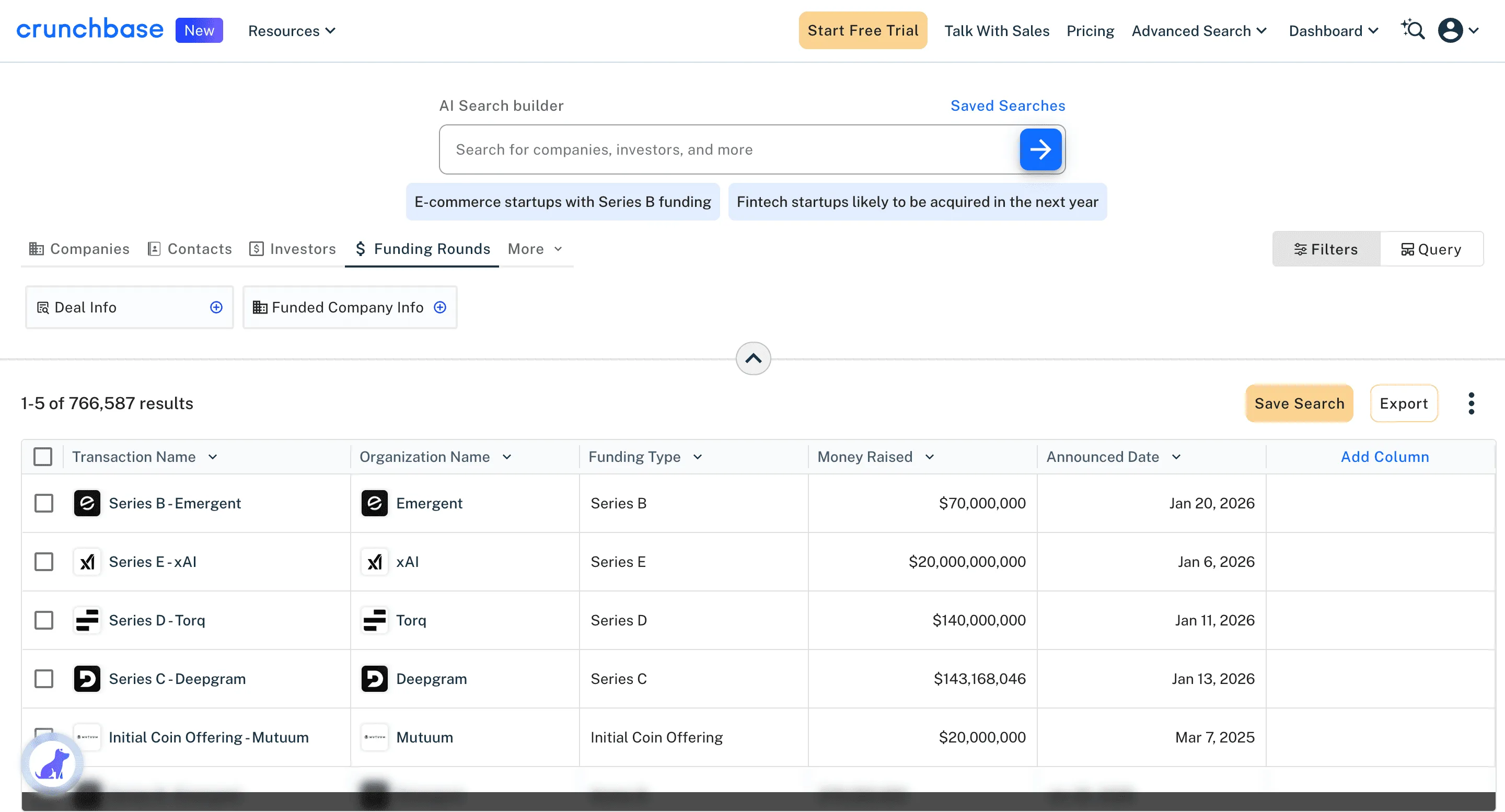 Crunchbase Funding Events Scraper