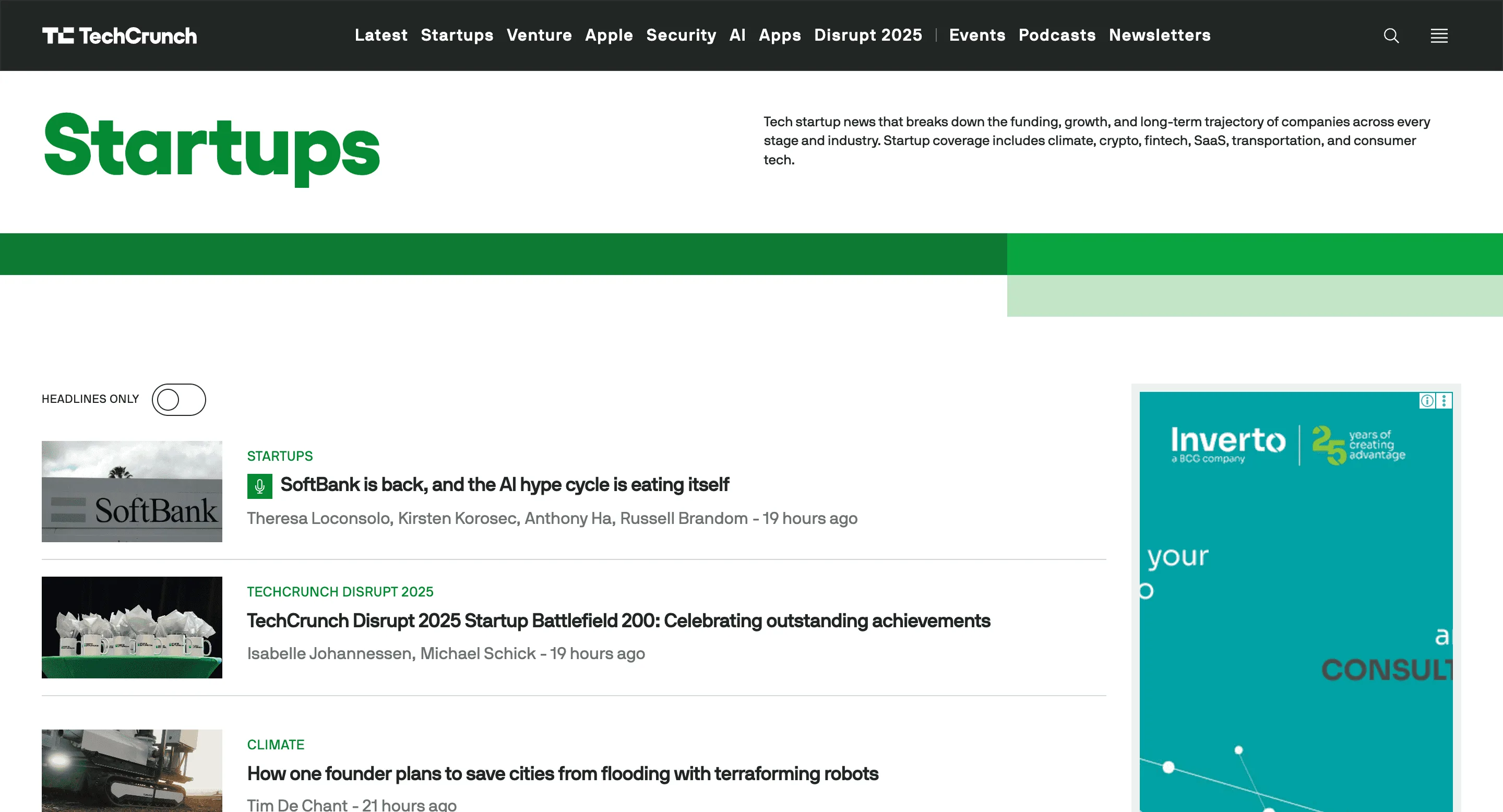 TechCrunch Startup News Scraper