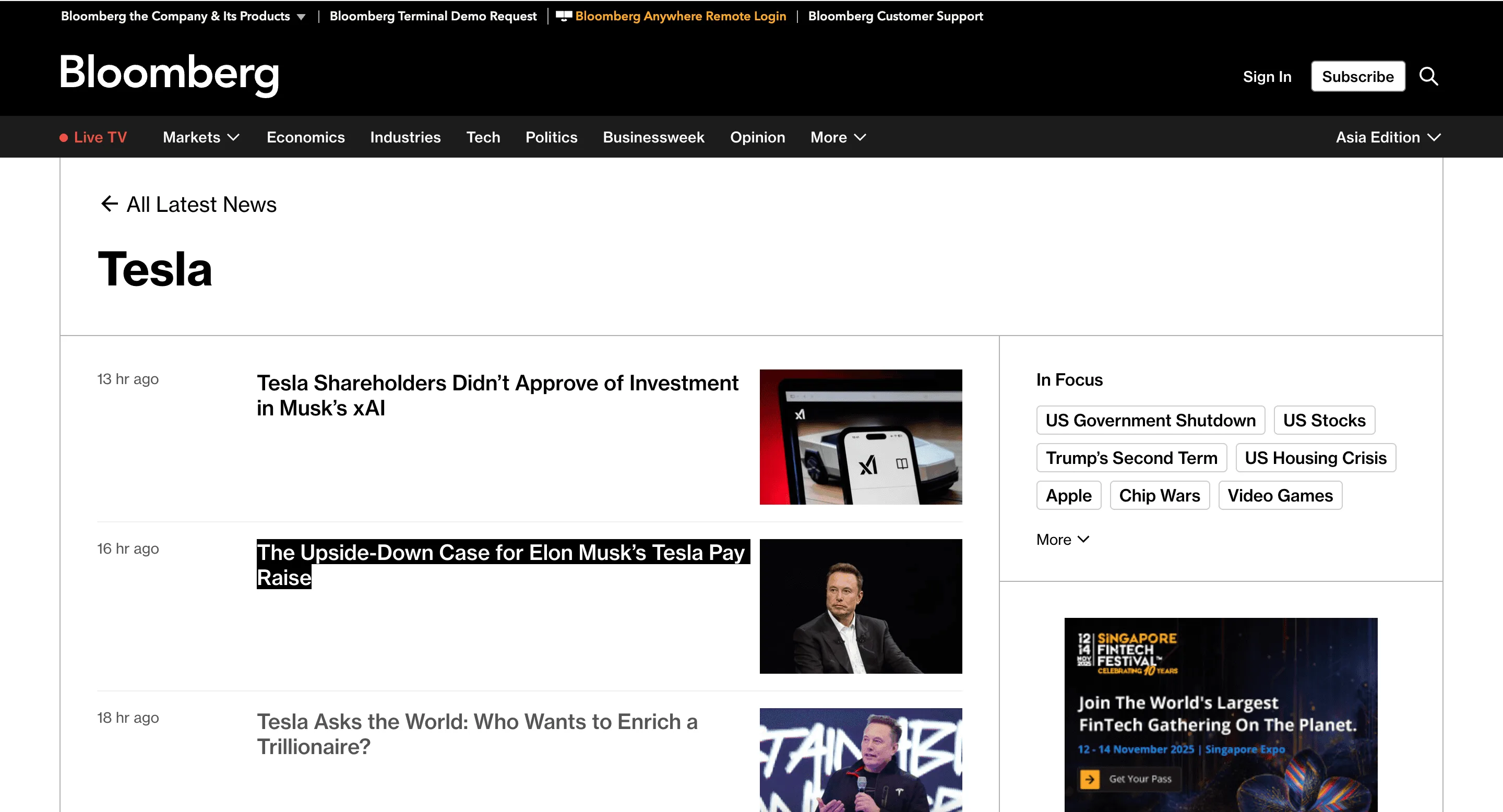 Free Bloomberg company news scraper – Export Data to CSV, Excel & JSON