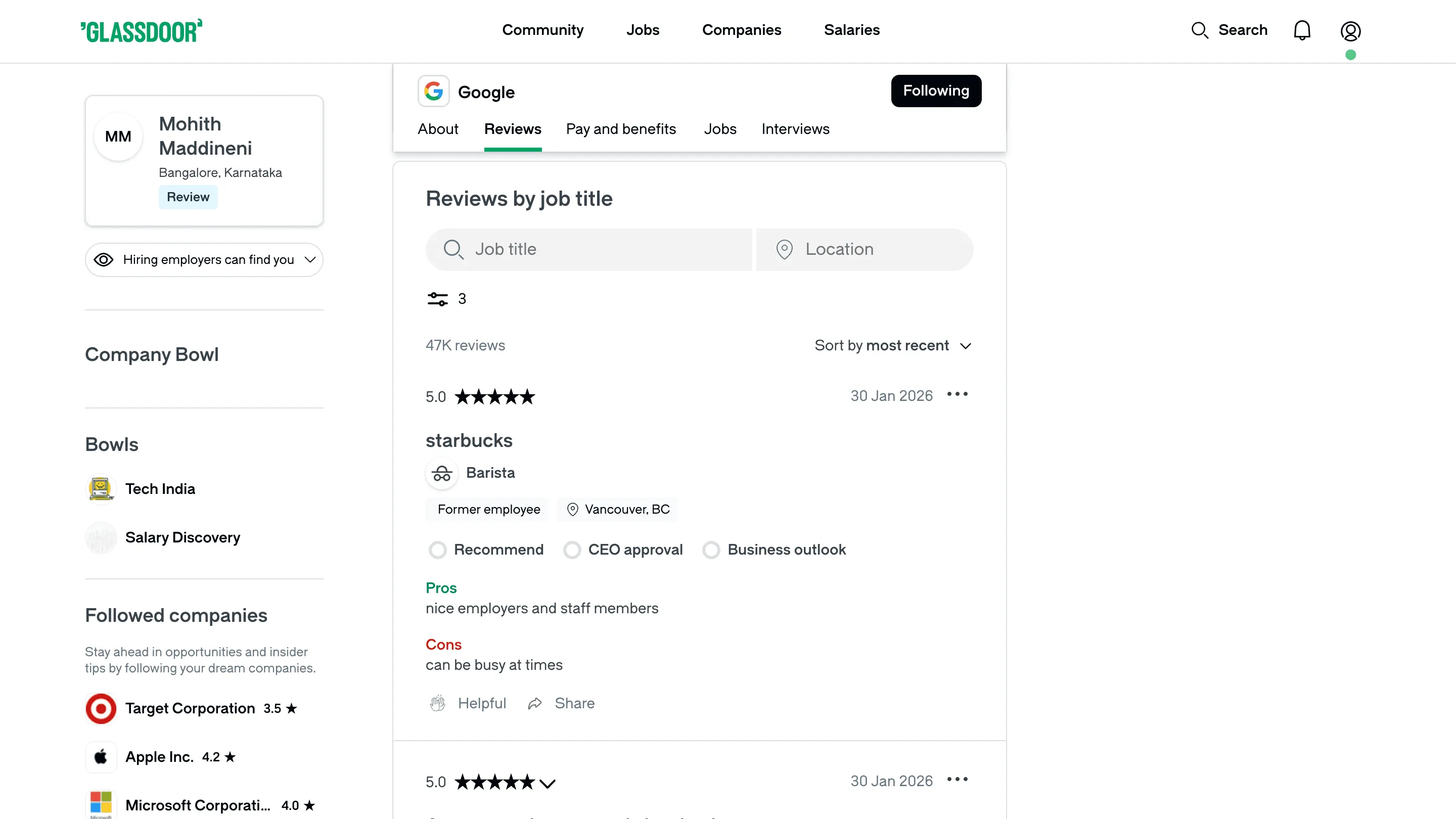 Glassdoor Company Reviews Scraper