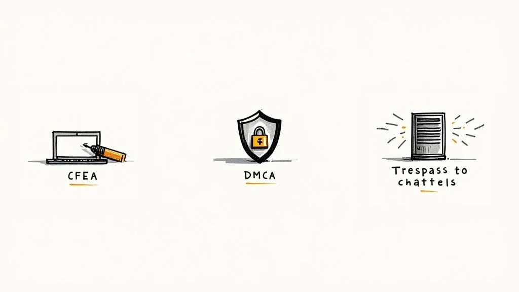 Judge’s gavel resting on a laptop keyboard symbolizing web scraping law