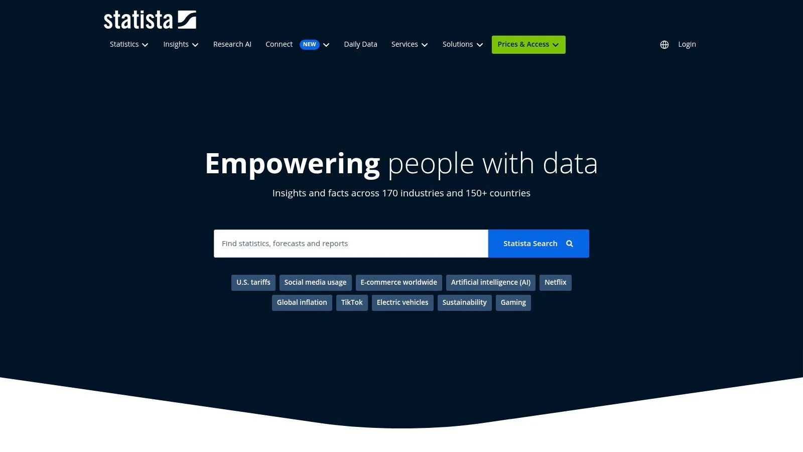 Statista market research platform showing industry statistics and downloadable charts