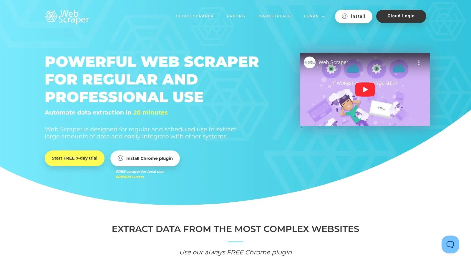 Web Scraper Chrome extension interface showing sitemap-based data extraction