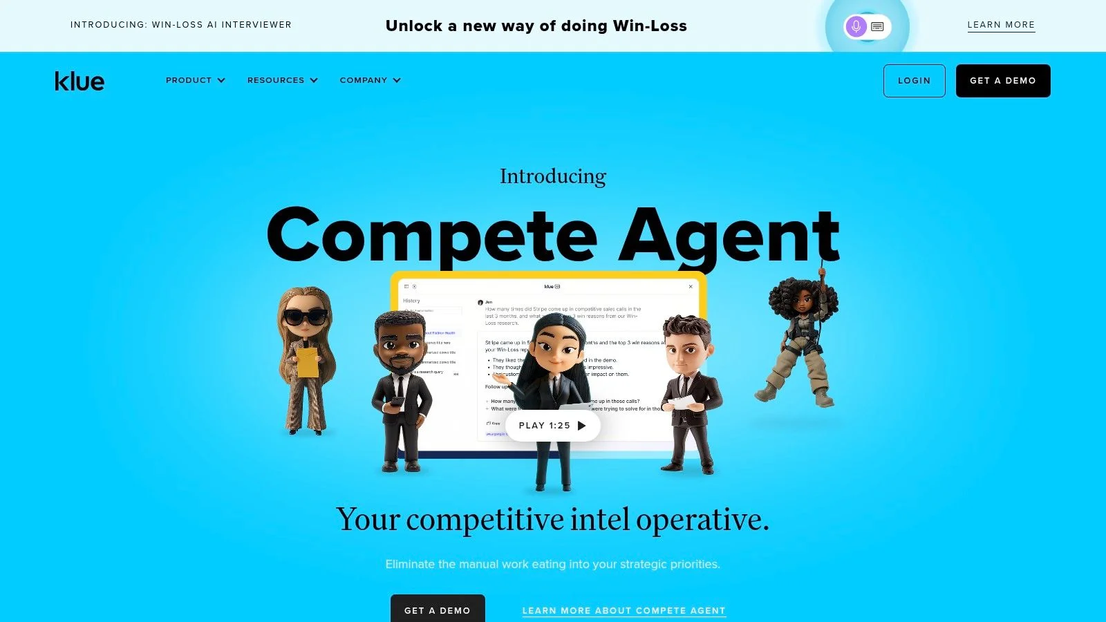 Klue competitive enablement platform showing AI-assisted battlecard creation for sales teams