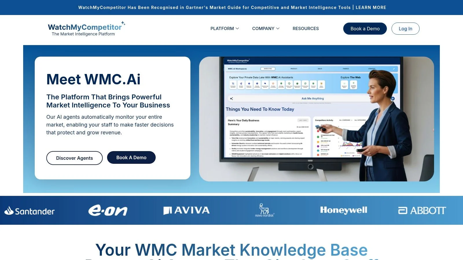 WatchMyCompetitor dashboard showing AI-driven insights on competitor activities with human analyst curation