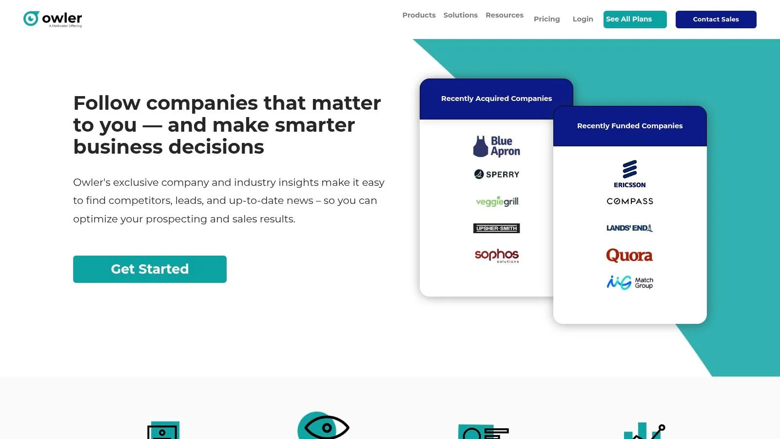 Owler by Meltwater dashboard showing company tracking and corporate news monitoring