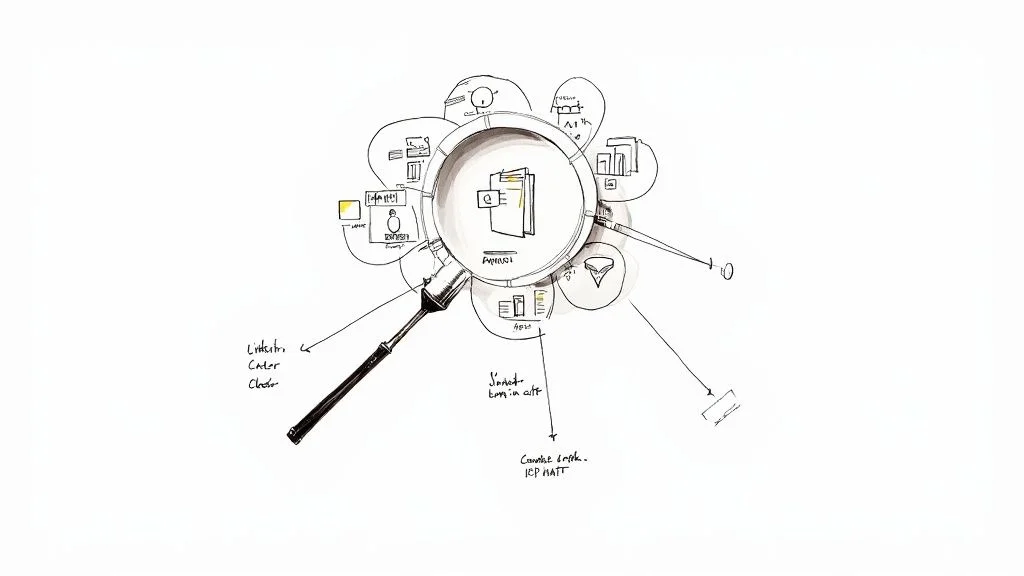 Sales team collaborating on lead generation strategy around a laptop