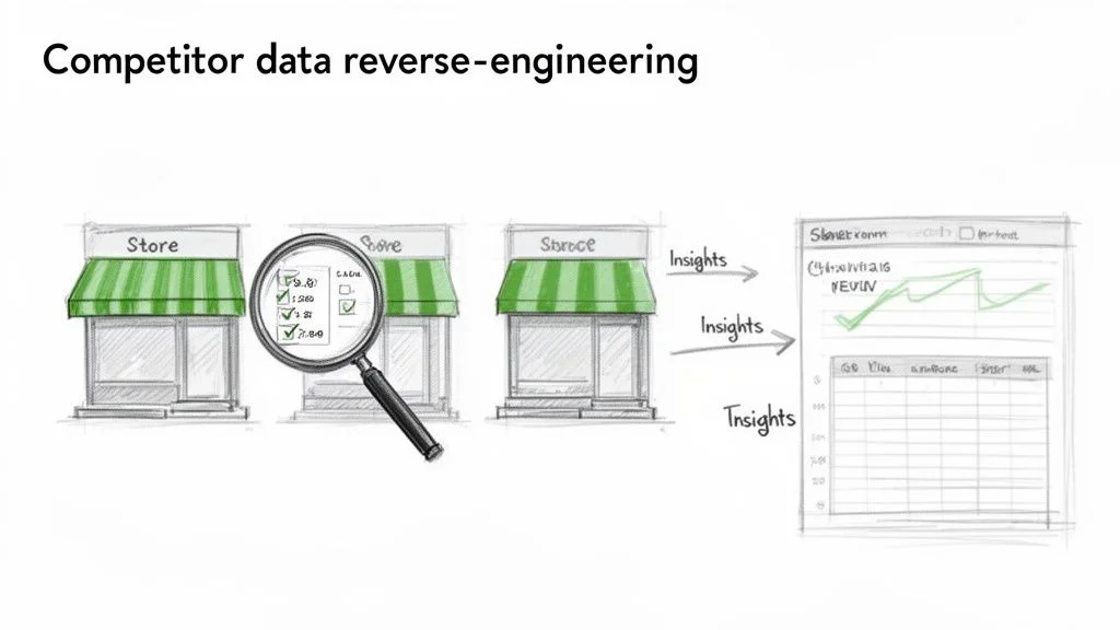 Competitor data reverse-engineering diagram for dropshipping market insights