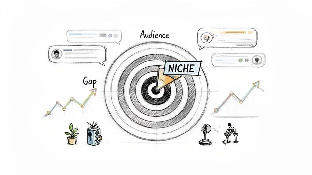 Target audience and niche market gap analysis illustration for dropshipping product strategy