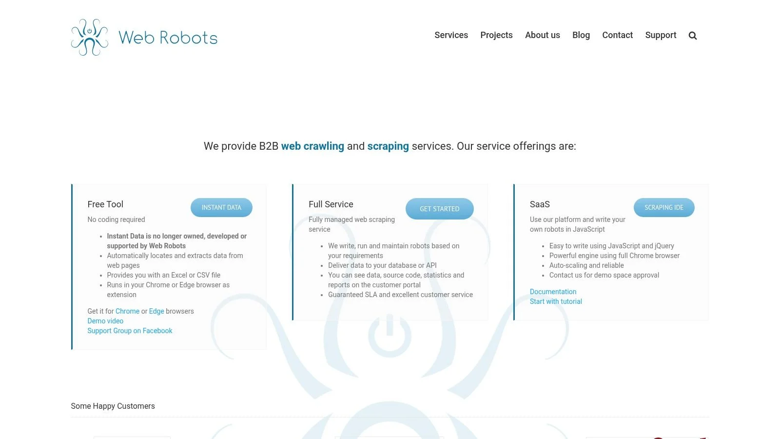 Instant Data Scraper Chrome extension auto-detecting a data table on a webpage for one-click export